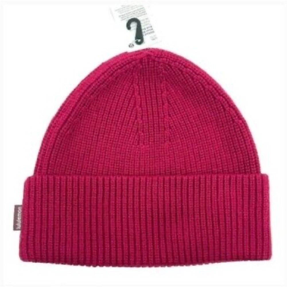 Ribbed Merino Wool Beanie - L/XL Pomegranate